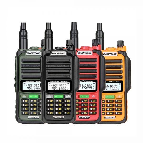 UV-98 PRO High Power Walkie Talkie with 5W Output 1500mAh Battery and IPX4 Water Resistance Portable Two Way Radio