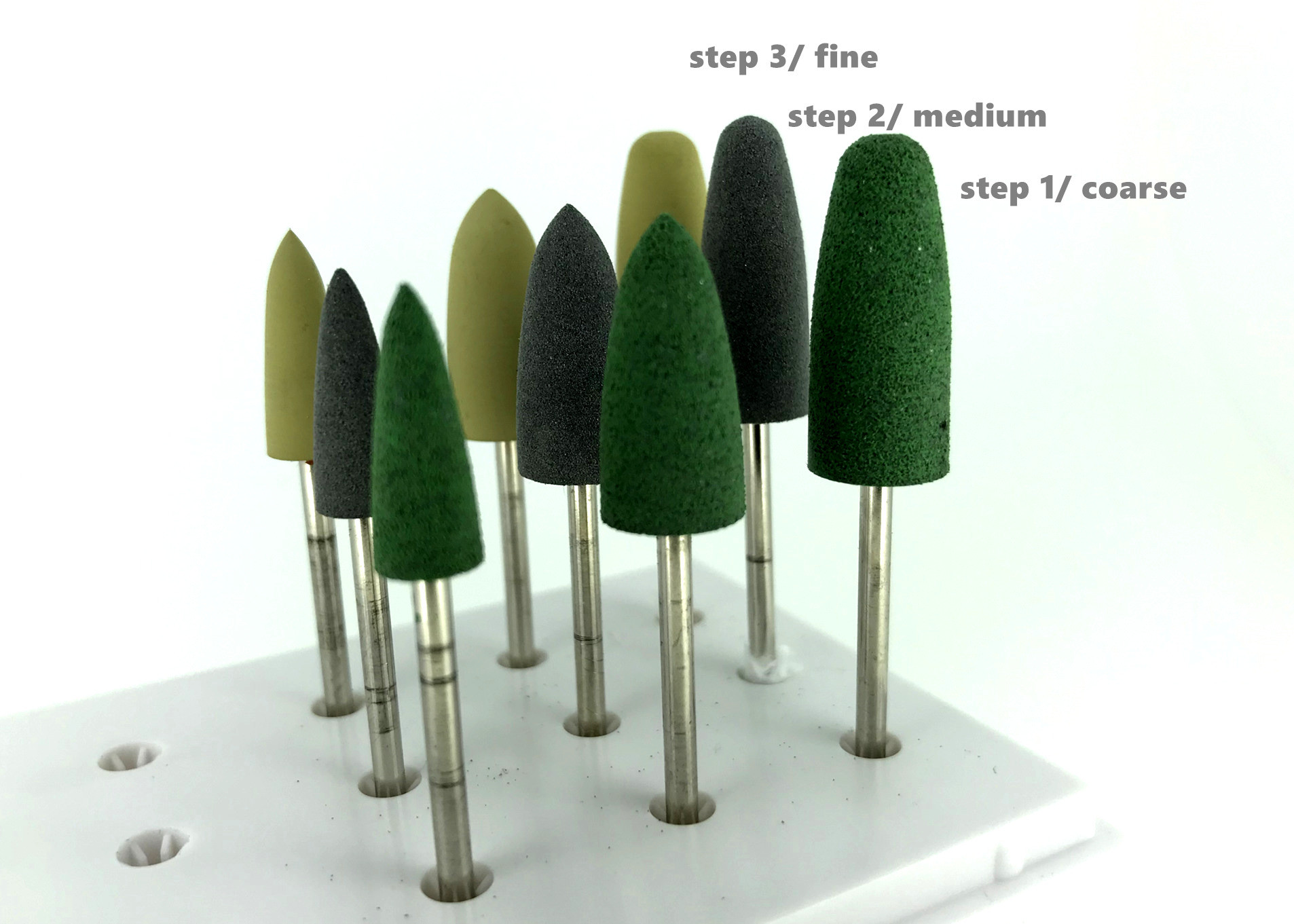 Acrylic Rubber Silicone Polishers Adjusting green Denture Finishing Burs