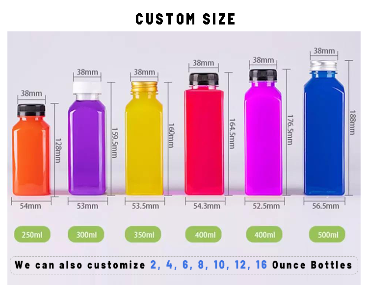 Wholesale 120ml 250ml 350ml 500ml Clear Pet Square Plastic Drinking Bottles