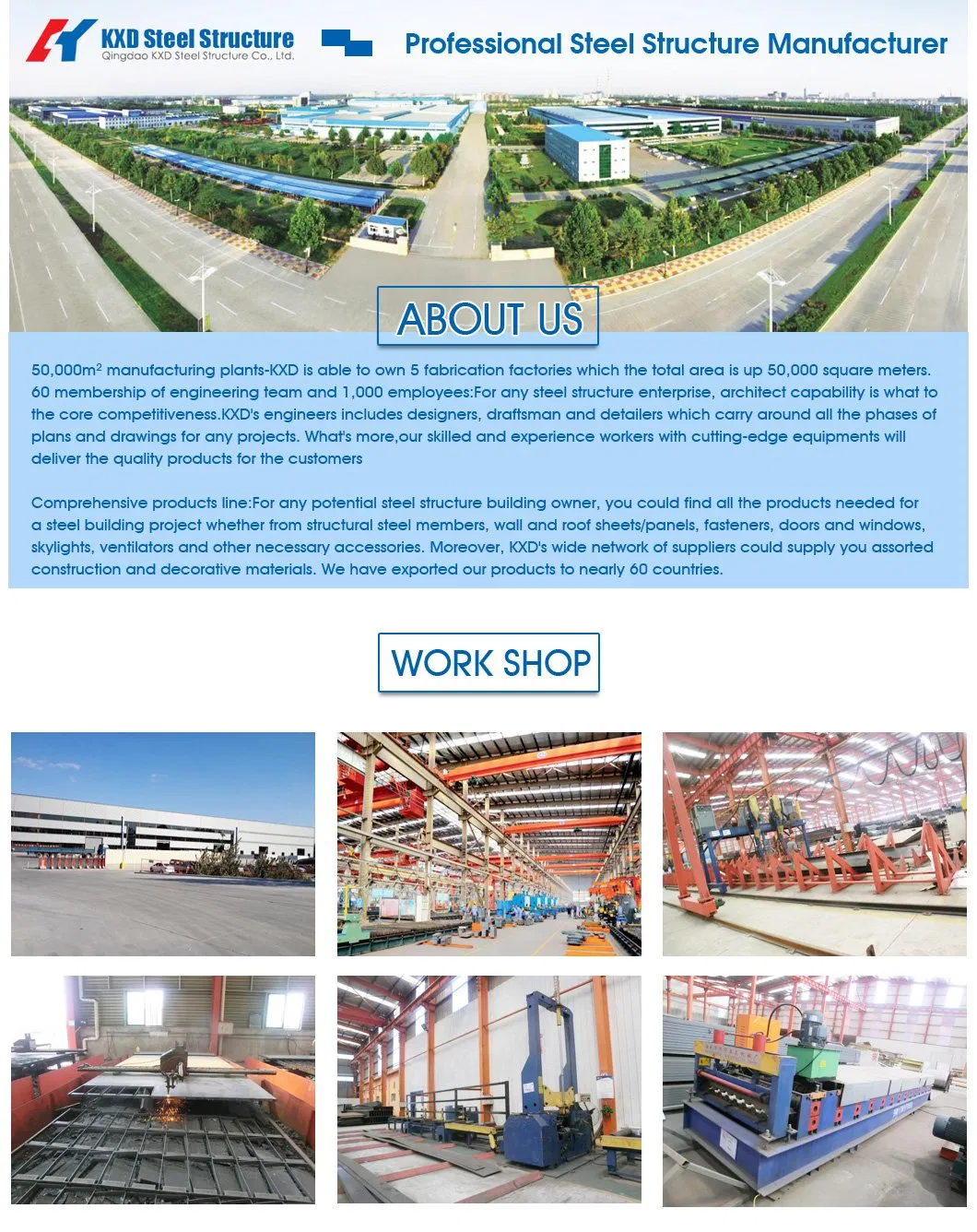 Prefabricated Large Span Office Steel Structures Workshop