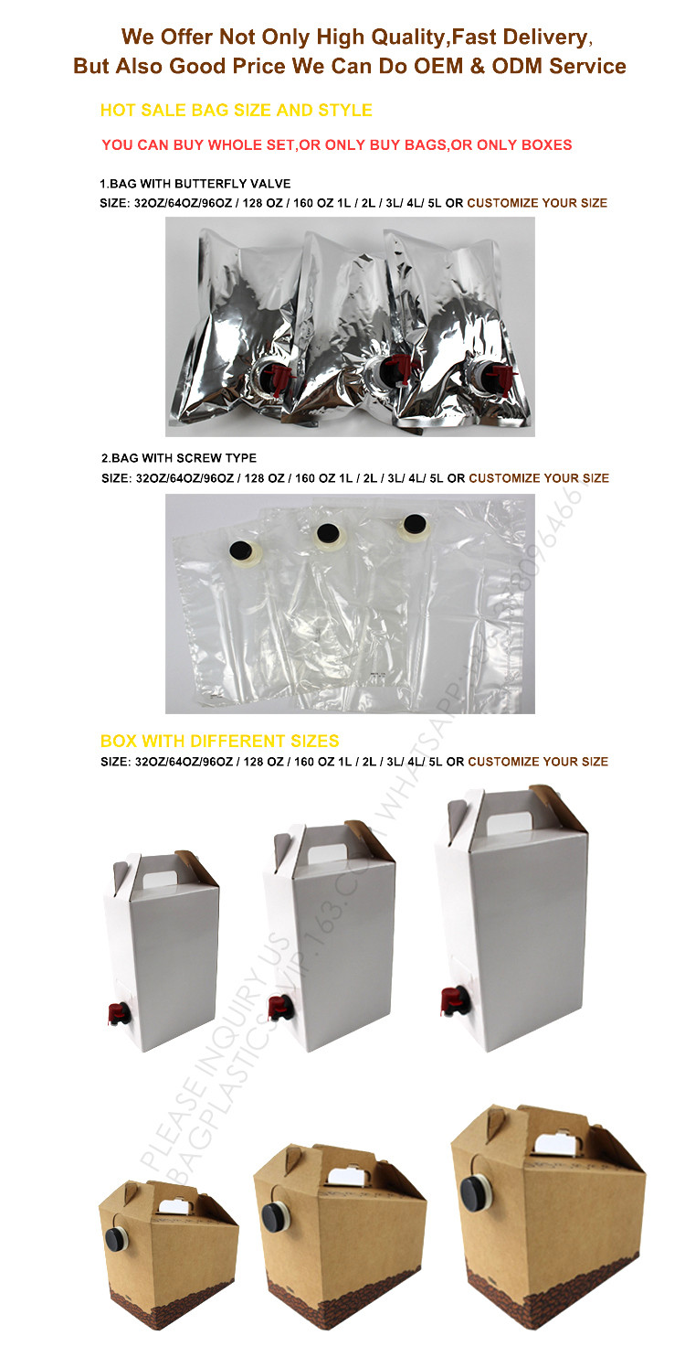 Juice bag Wine pouch Dispenser 3L Kraft Eco Friendly Bag In Box Liquid Plastic Packaging