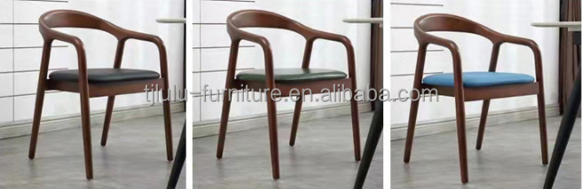 Solid Wood Legs Dining Chair with Leather Cushion for Restaurant Cafe Hotel NO Folded in Antique Style