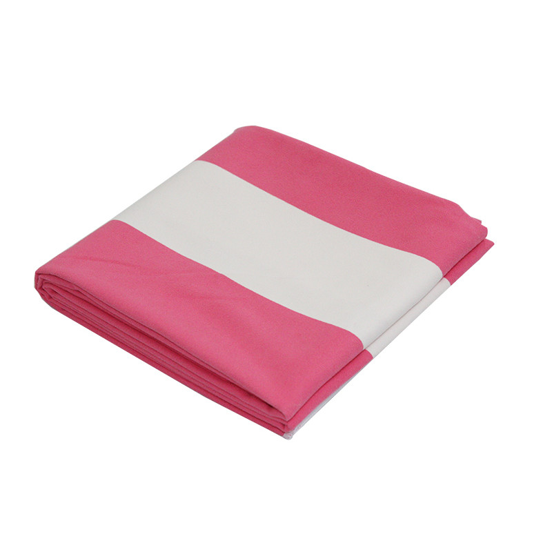 Microfiber Yellow White Pink Striped Beach Towel 300gsm