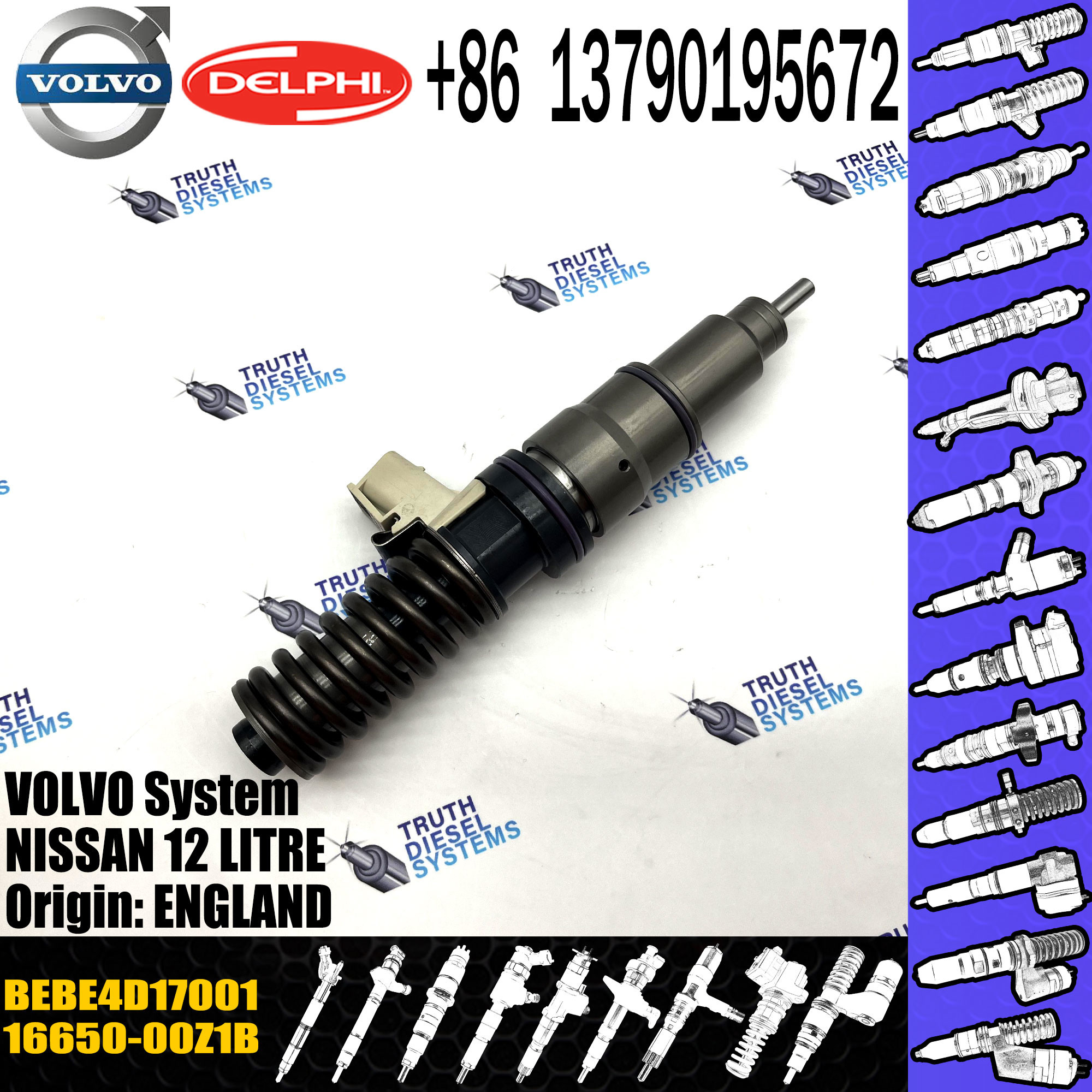 Direct Sale Diesel Fuel Injector 16650-00Z1B BEBE4D17001 For NISSAN 12 LITRE