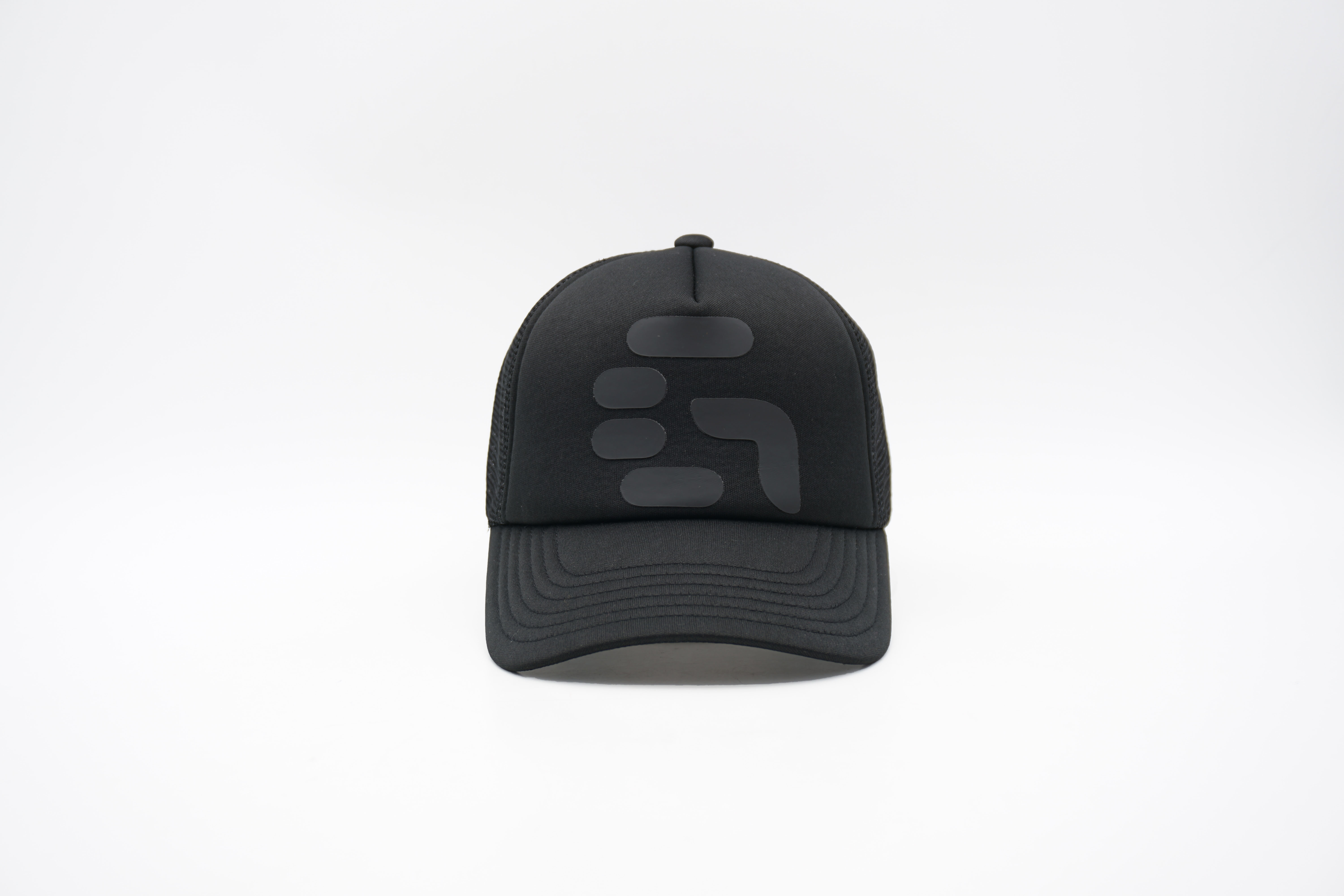 Black Mesh 5 Panel Sports Trucker Cap Men's and Women's Adjustable High Crown Foam Mesh Cap