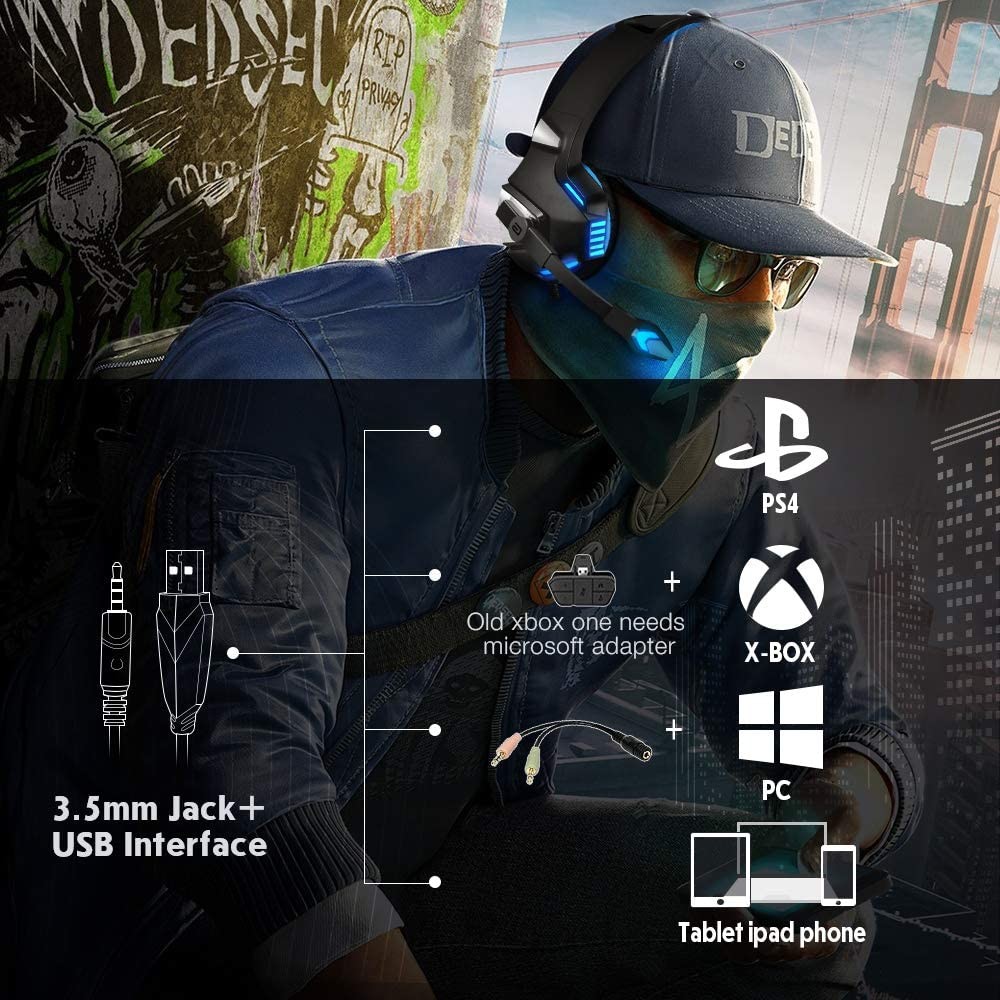 PS4 2.2m 2.2kohm Hunterspider V3 Gaming Headset