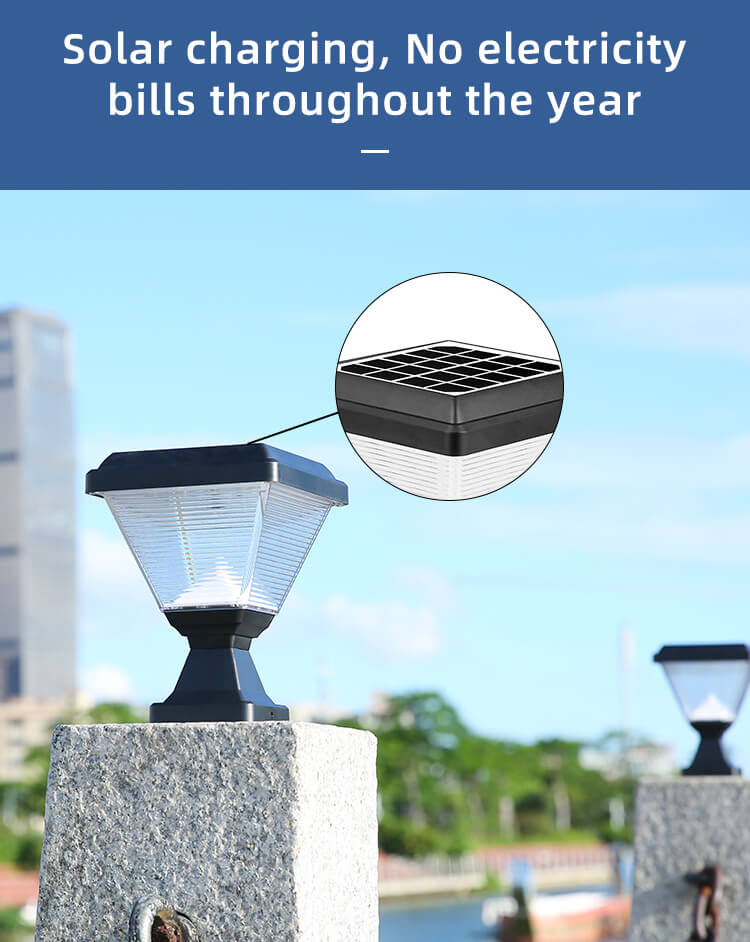 Outdoor Waterproof IP65 Post Lighting Garden Spike Led Gate Solar Pillar Light with ABS