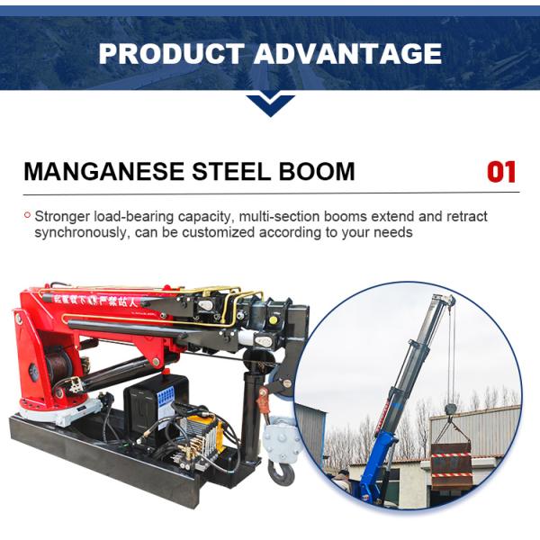Mini Pickup Crane Small Crane with Remote Control Hydraulic Extensions Lifting Marble