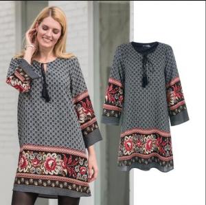 Quality Factory price Patterned Border Dress Spring Dress for women for sale