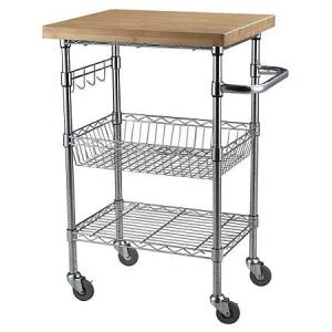 Quality Chrome Finish Kitchen Wire Utility Cart With Wheels Multifunctional for sale