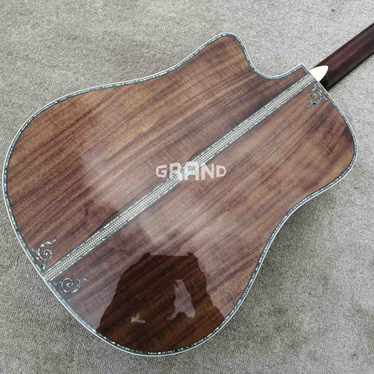 All Solid Koa Wood 45 D 41 Real Abalone Acoustic Electric Guitar with Ebony Fingerboard