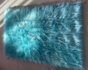 China Light Blue Supersoft  90x150cm Polyester Area Rugs Plush Faux Fur Rug on sale