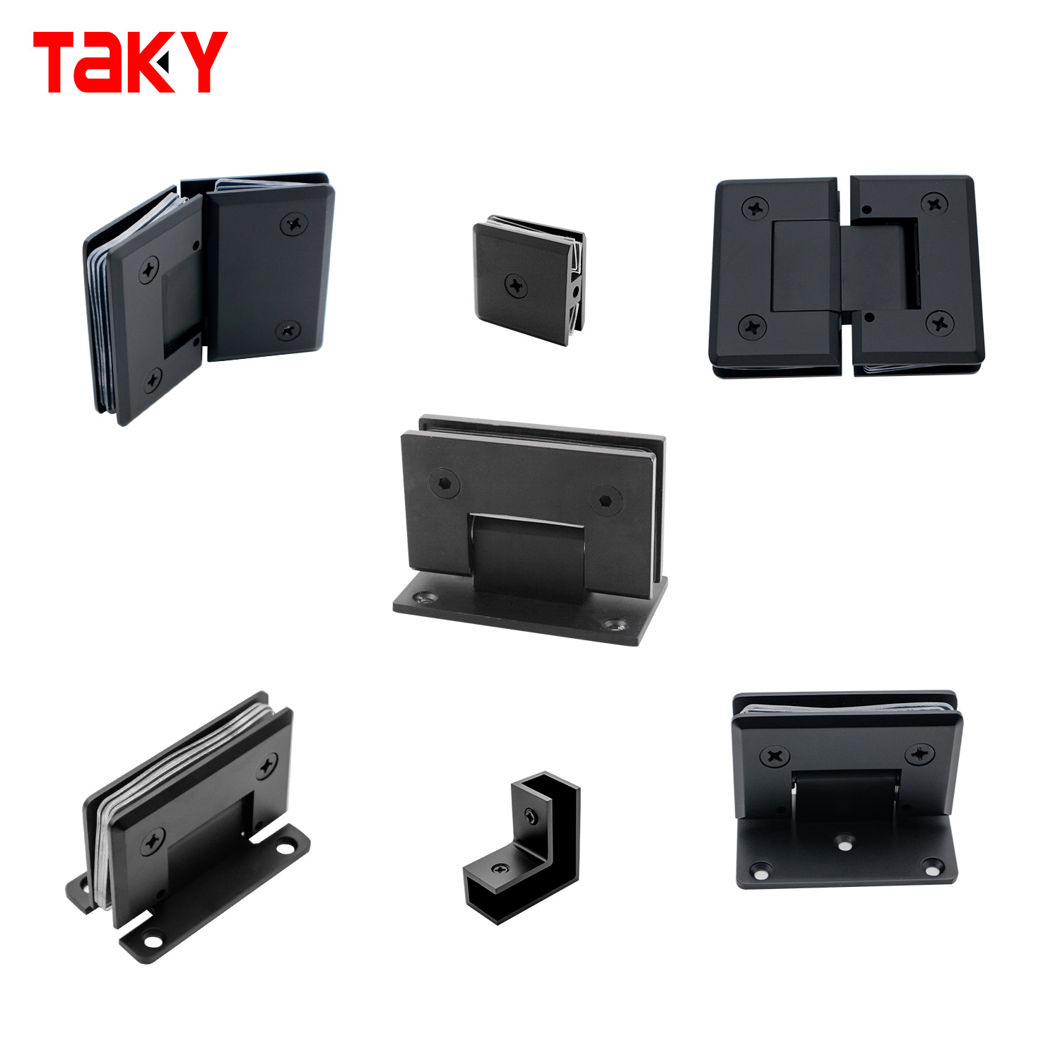 Matt Black Finish Adjustable Frameless Tempered Glass Door Gate Clamp Shower Room Hinges