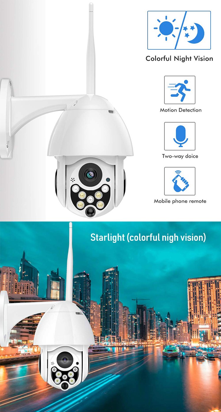 1080P HD Megapixel IP65 Wireless WiFi PTZ Security Camera