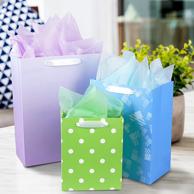Customized Logo Custom Types Colourful Card Paper Clothing Shopping Bag With Handle