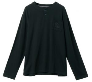 China 180gsm Polyester 65% Cotton 35%  Black Long Sleeve Knitted Shirt on sale