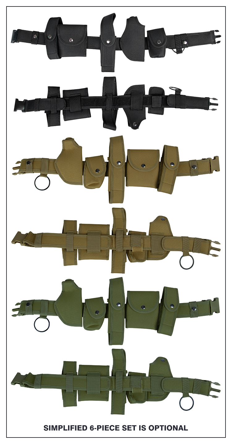 Multifunctional Training Belt Hardware Buckle Flashlight Molle Belt Pouch Olive Green