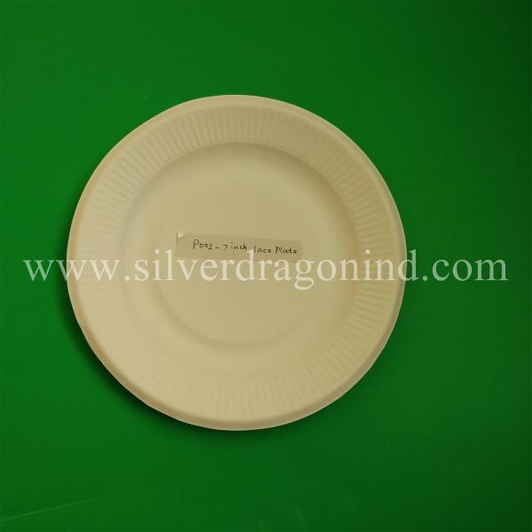 Buy Biodegradable Sugarcane Pulp Paper lace plate, 7 inch Bagasse round lace plate, P002 at wholesale prices