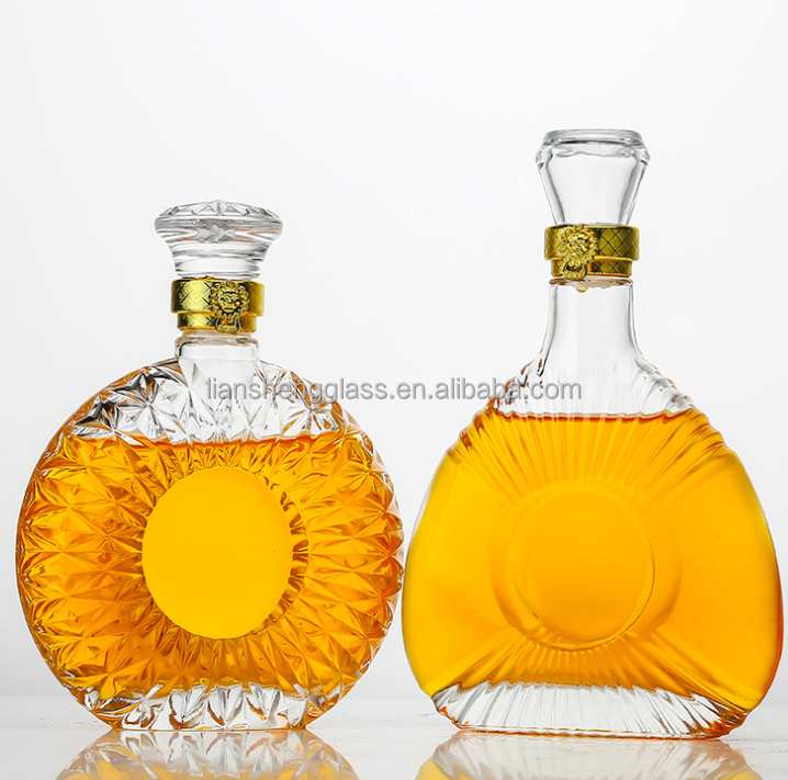 Wine 200ml Transparent Round Empty Flint Glass Liquor Bottle With Sealed Cork Lid