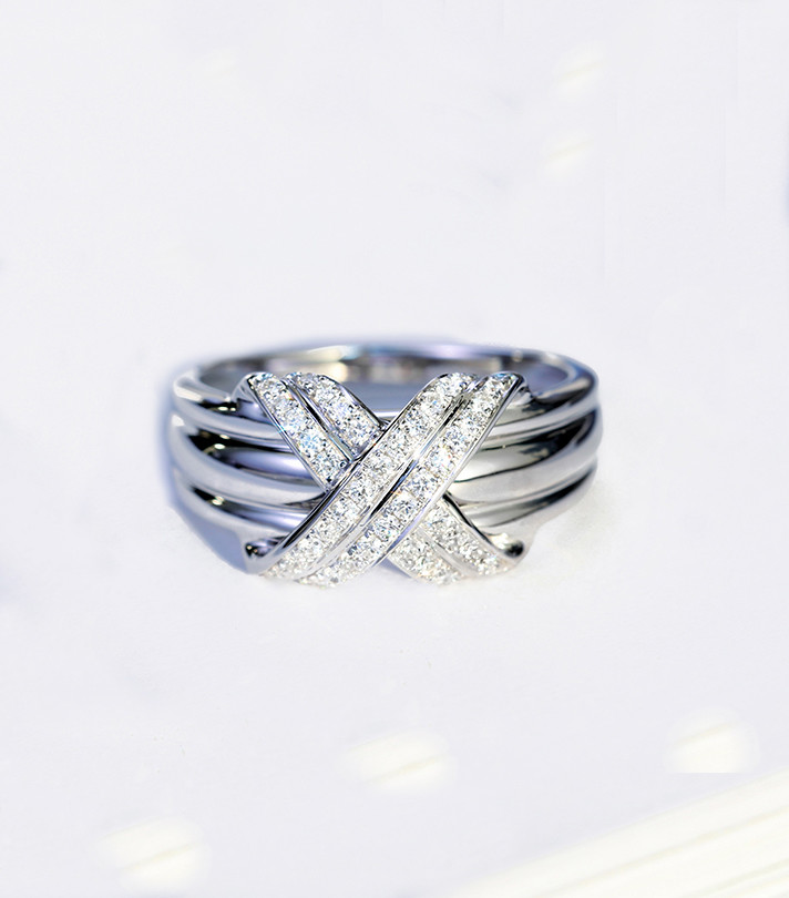 XO 18K Gold Diamond Rings 0.24ct 14K White Gold Filled