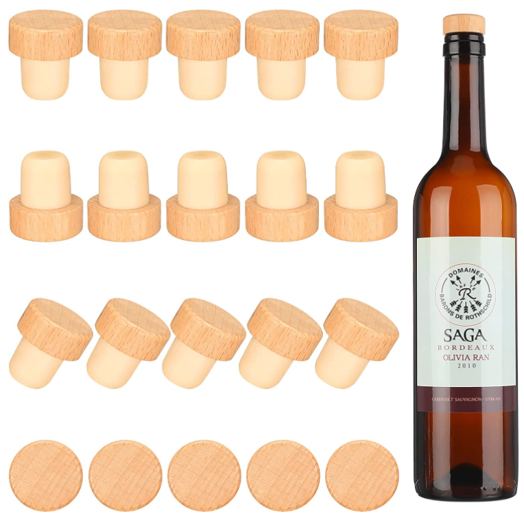 Glass Bottle Non Spill Wood Cork Polymer Stopper With Customized Logo