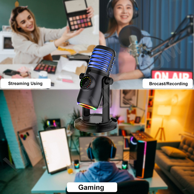 RGB USB Condenser Gaming Microphone For PC Laptop Phone Computer