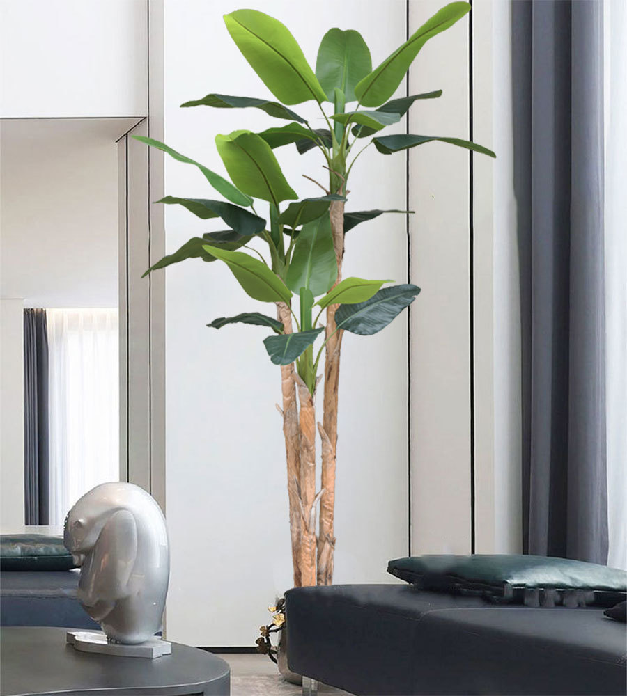 Wholesale 7 FT Artificial Banana Tree Plant | Natural Bark Trunk | Free Maintenance | Indoor Palm for Living Room & Office Decor