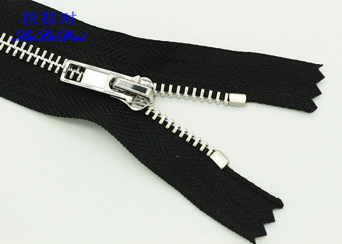 Sterling Silver Metal Open Ended Zips , Brass Ykk Type Teeth Metal Coat Zippers