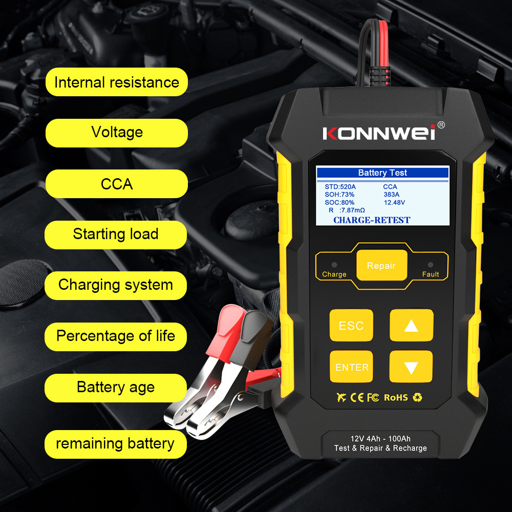 MCA 100Ah OBD2 EOBD Protocol Car Battery Tester Recharge Repair Three In One Device