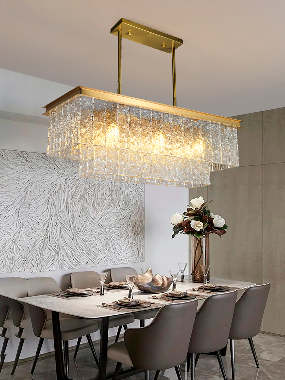 Rectangle Kitchen Chandeliers Frosted Glass Lamp Living Room Bar european chandelier(WH-CY-197)