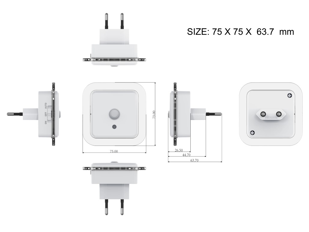 4100K 20lm Plug In Motion Activated Light / Wall Outlet Motion Sensor Light