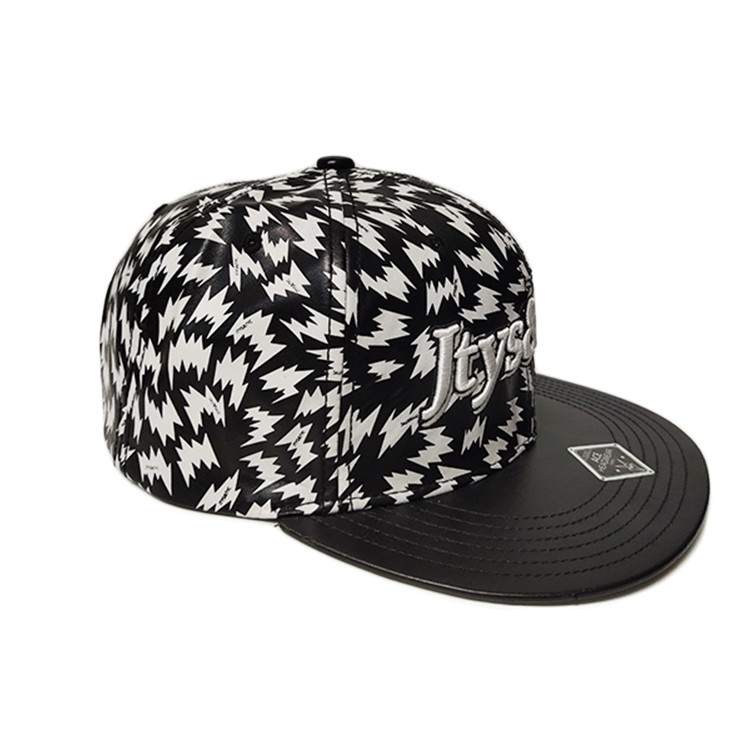 Durable PU Fabric Flat Brim Snapback Hats Size 56-58cm Full Printed