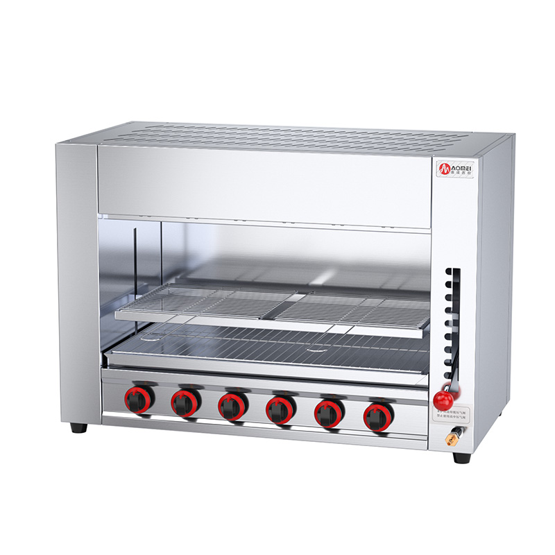 Hotel Restaurant Countertop Gas Salamander Broiler with 6 Burners Stainless Steel 2023