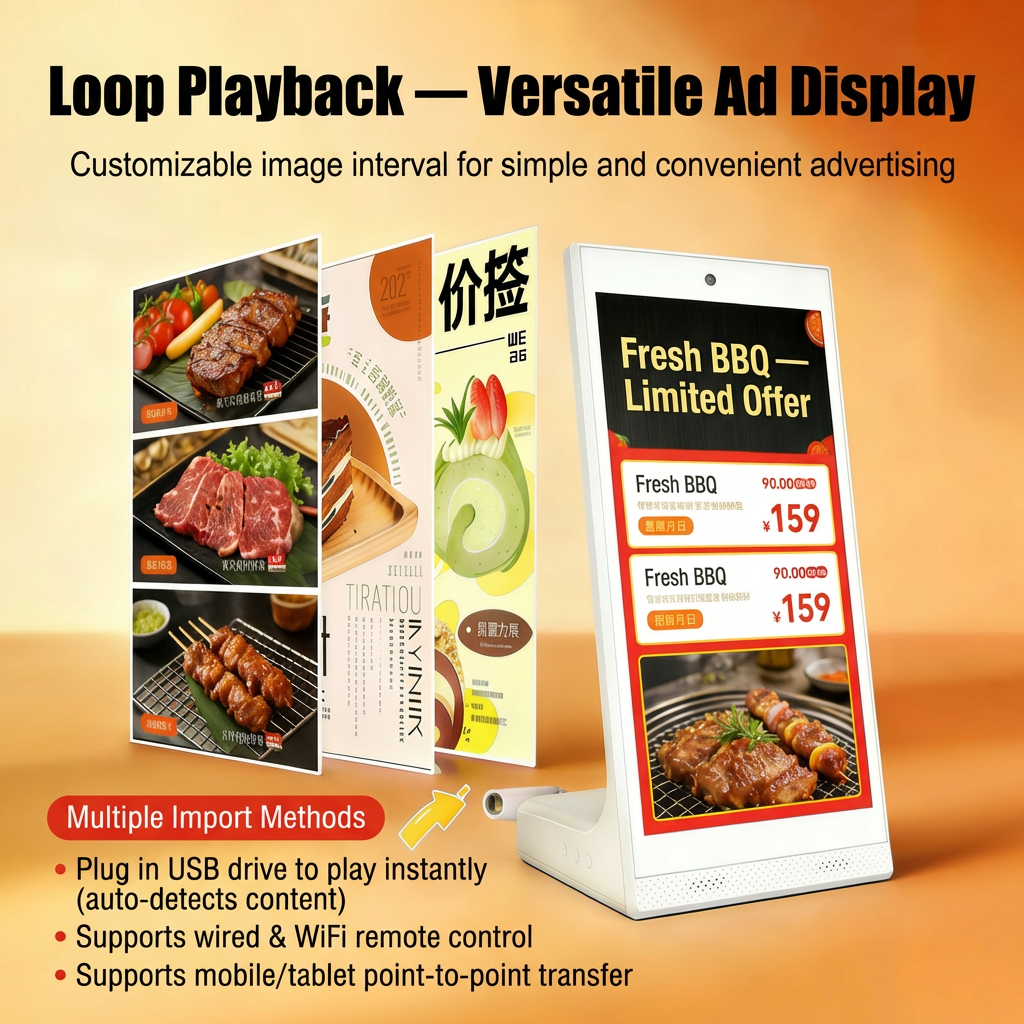 Smart Desktop Digital Signage Display with Touch Screen & Face Recognition Camera