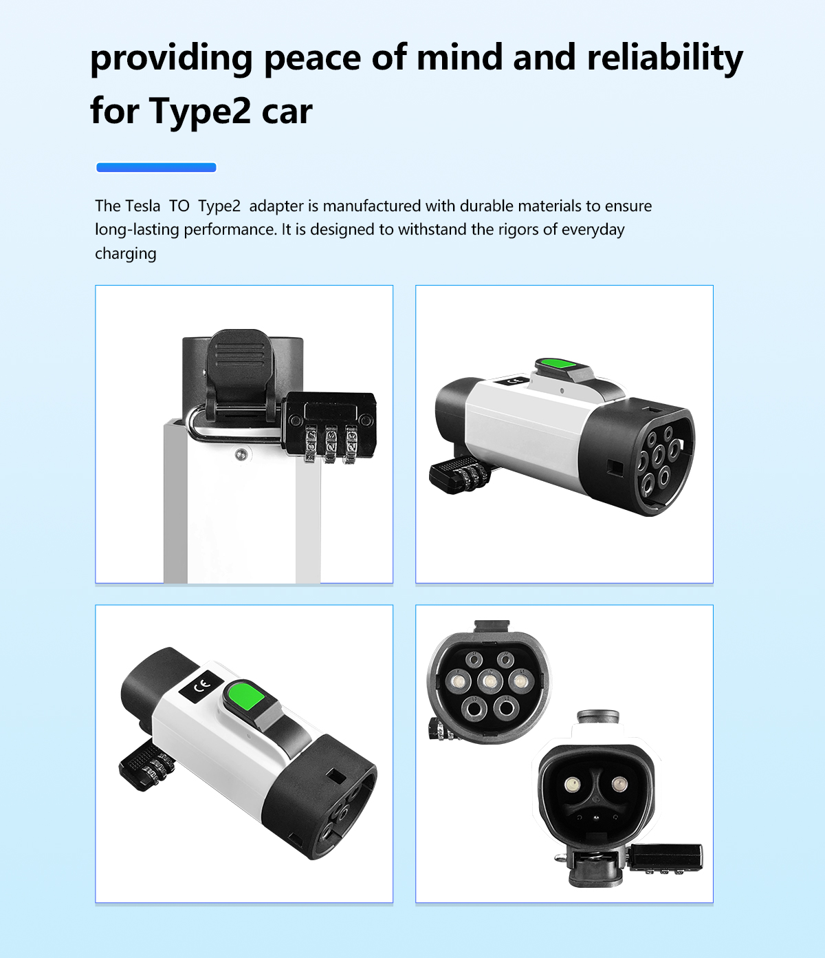 PC Copper NACS 7KW 32A AC EV Charging Adapter for Tesla to Type2 Inlet European Car Charging Rated voltage 220V