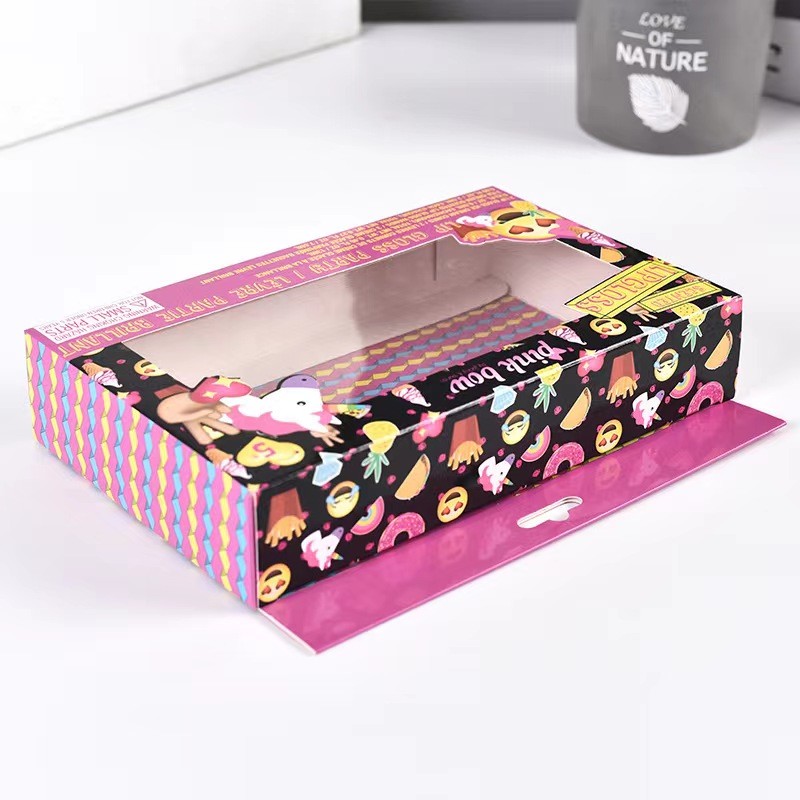 Retail Hanging Hook Folding Paper Box with Window Customized Coated Paper Material