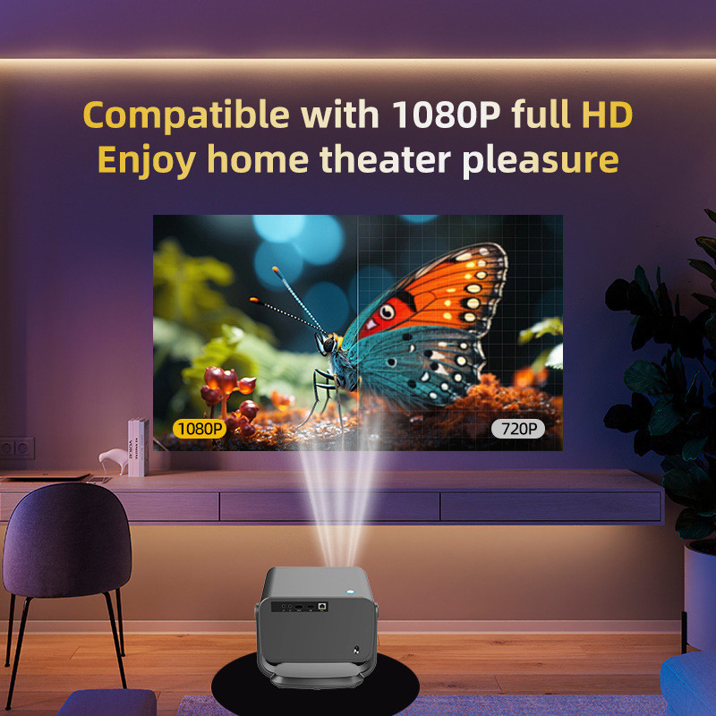 FLYIN P20 Pro 4K 350Lms 1080P Full HD Projector Auto Focus Lens LCD Lamp Android 13 Airplay Features Portable Home Theater Use