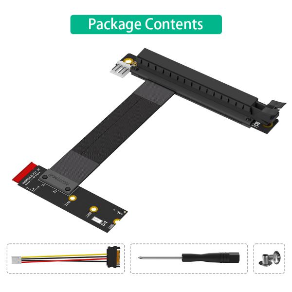 M.2 NGFF Key M to PCI-e 16x Riser Adapter with PCI-e 3.0 X16 8G/bps Speed, 19CM Cable Length, Supports GTX1080ti Graphics Cards