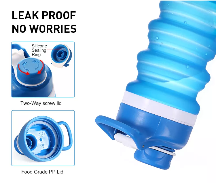 High Quality Silicone Bpa Free Collapsible Water Bottle Foldable Sport Drinking Bottle