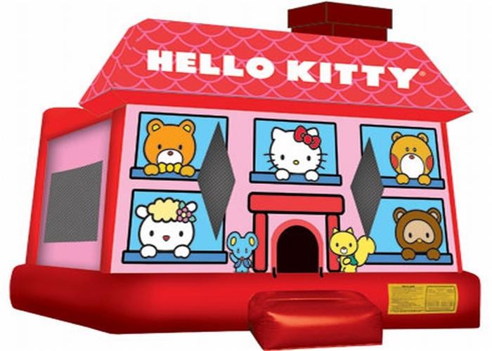 Cute Red Inflatable Bouncer , Hello Kitty Inflatable Bouncer For Kid Playing