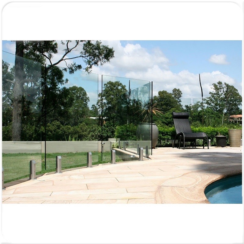 Light Pool Fencing Frameless Glass Tempered Stainless Aluminium Brackets