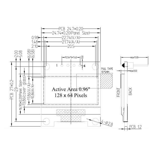 0.96 Inch OLED Display Board Module 12864 128X64 IIC I2C Driver 4 Pins For Raspberry Pi Arduino