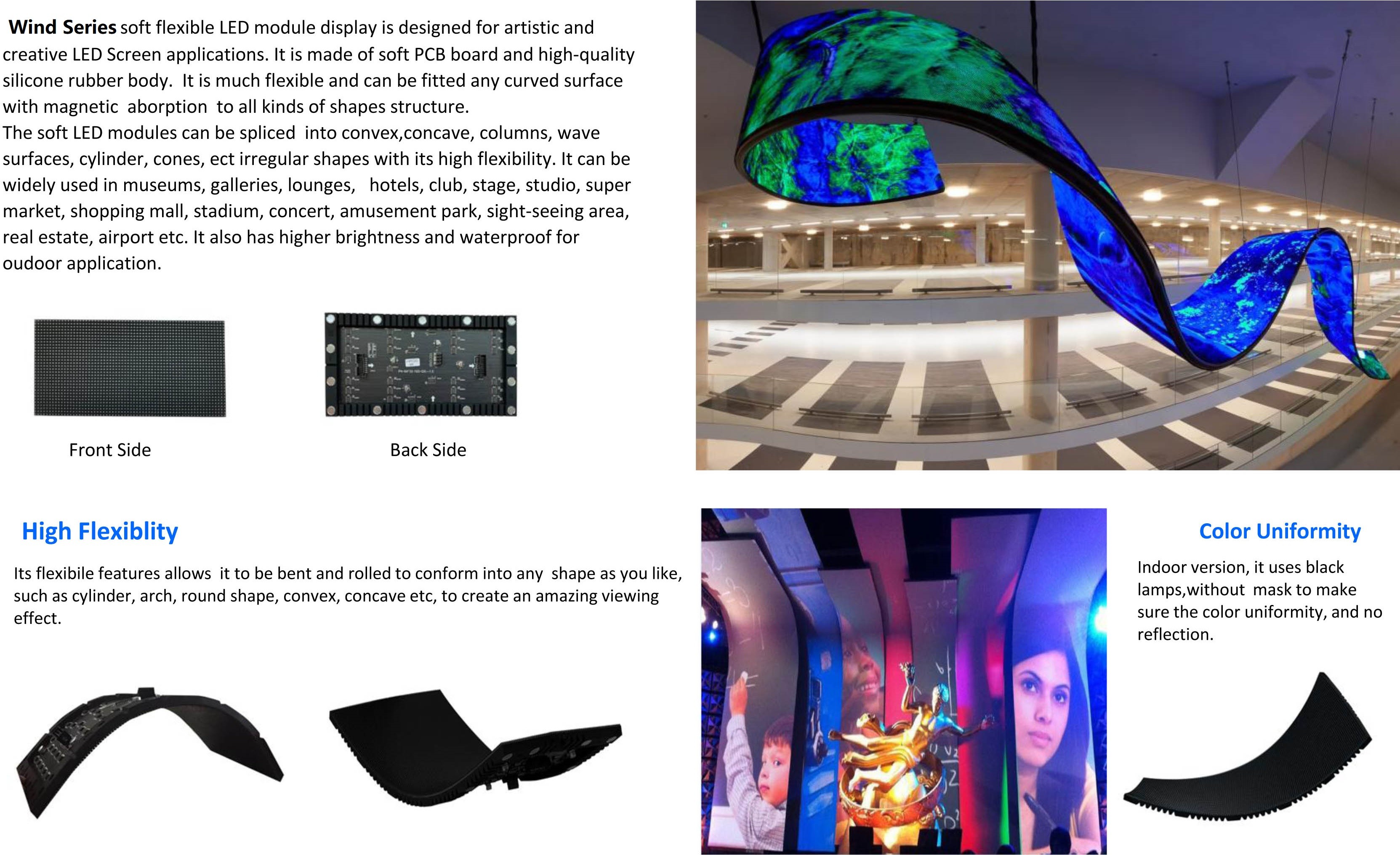 Soft Rental LED Display Screen Full Color IP42 Magnet Attached For Stage