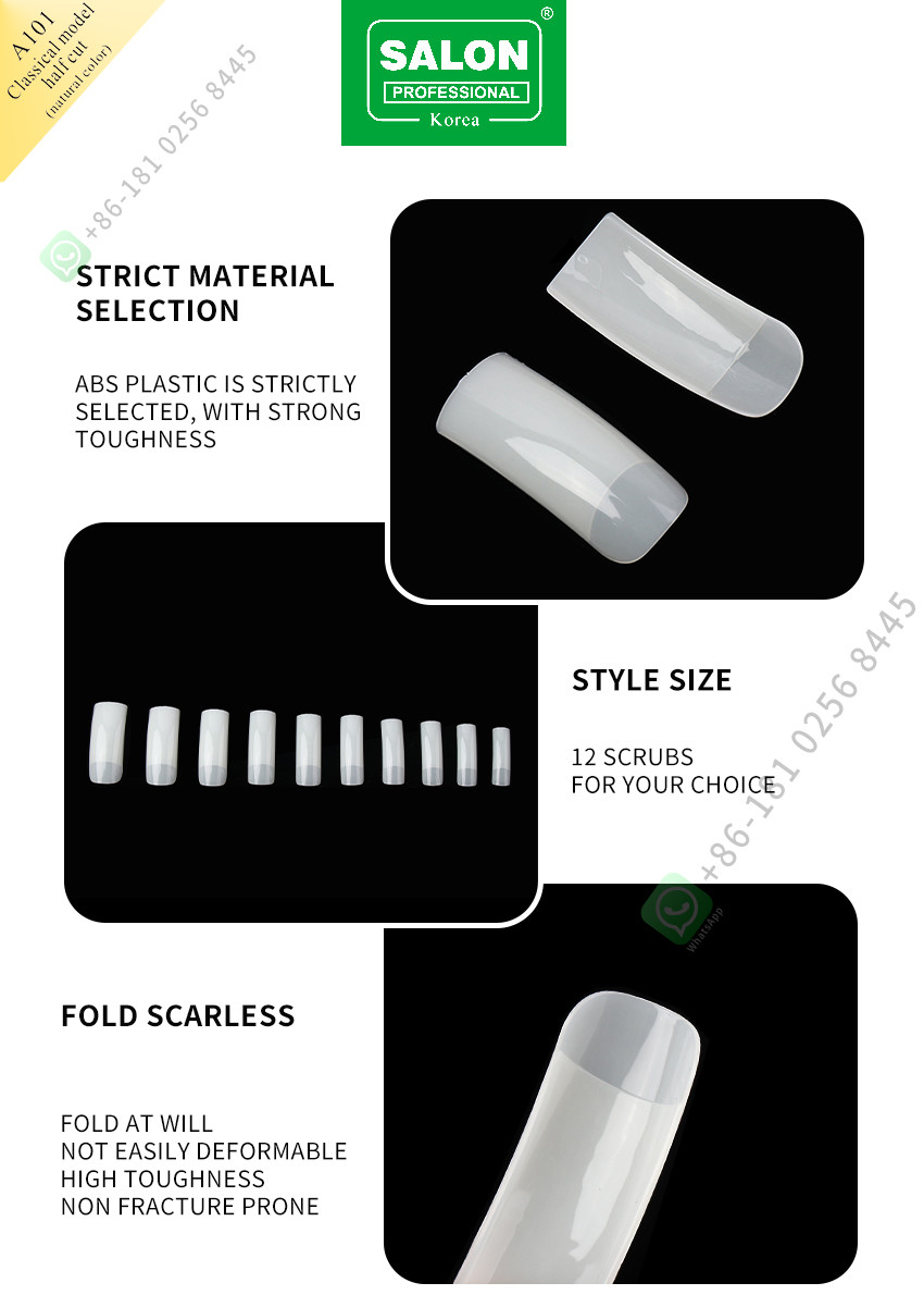 Professional False Nails Tips Natural Clear Color Full Cover Artificial Finger Nails Half Cover French Nail Tips