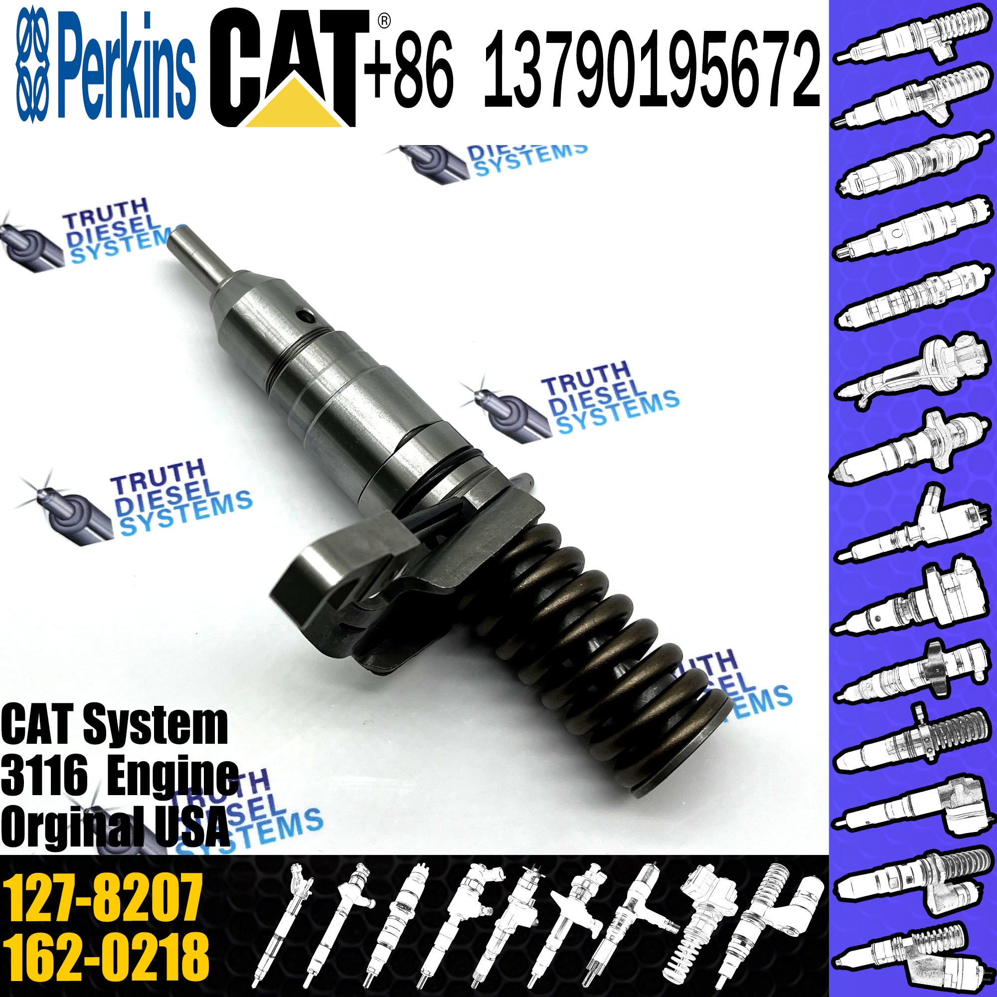 Diesel fuel injector 127 8207 nozzle fuel injector 127-8207 for diesel engine 3114/3116/3126