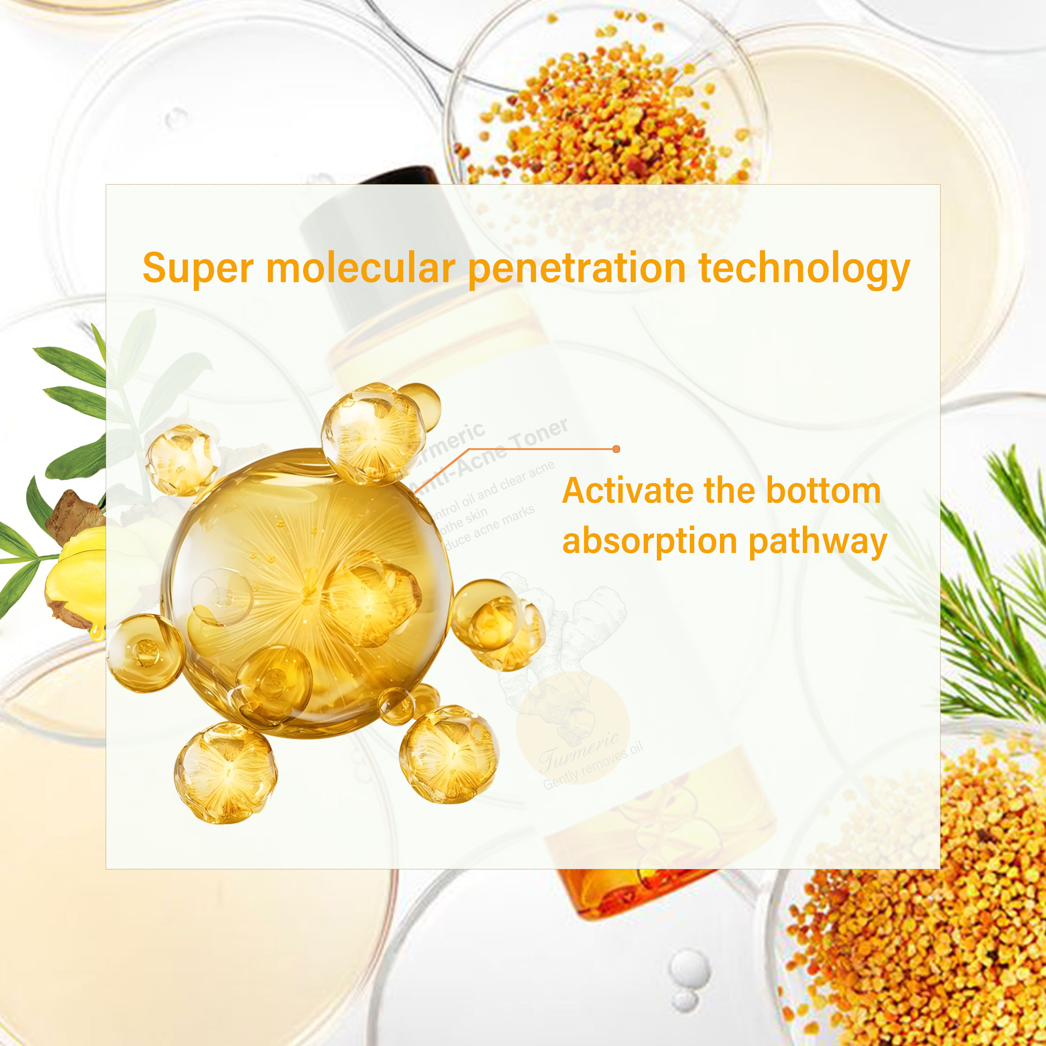 OEM Turmeric Anti Acne Marks Fading Toner Hydrating Moisturizing Personal Care Facial Skin Care Rice Toner