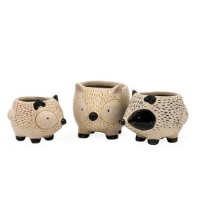 Quality Wholesale hot sale lovely instagram 3D unique hedgehog flower succulent pot in pottery clay ceramic for sale
