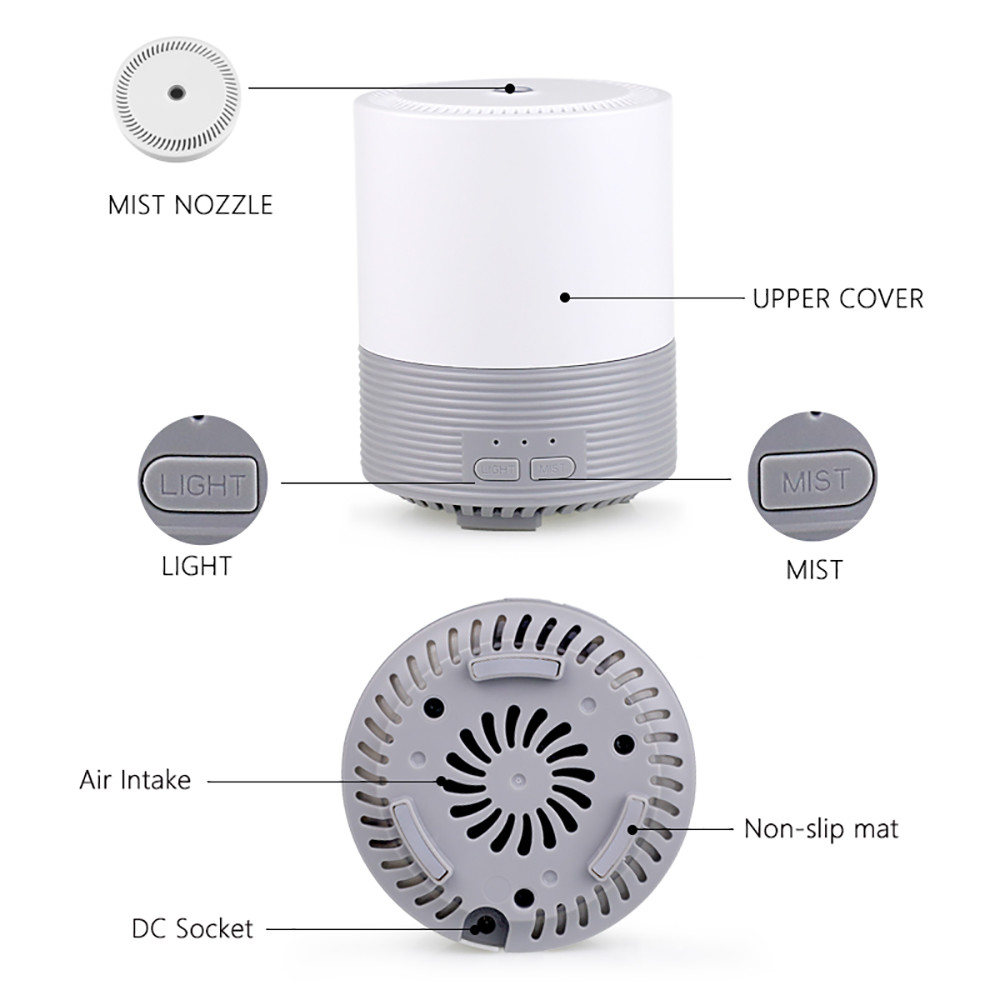 Portable Usb 5W 100ml Cylindrical Plastic Aroma Diffuser