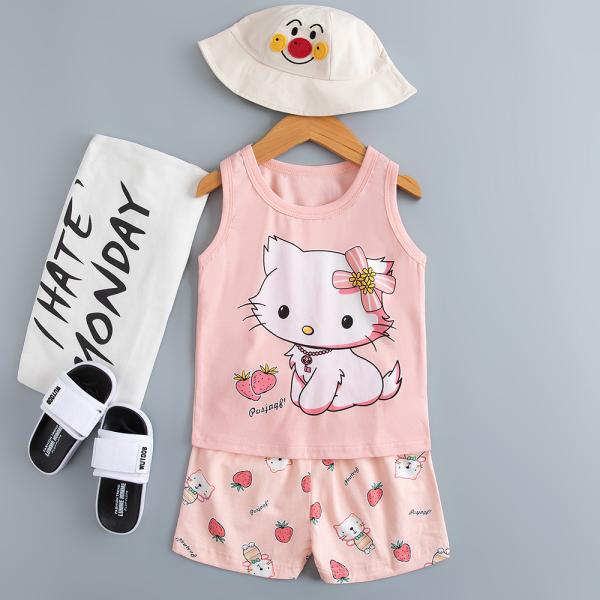 Hose animal print pajama set skin friendly Cat Print Pajamas For 110cm 120cm