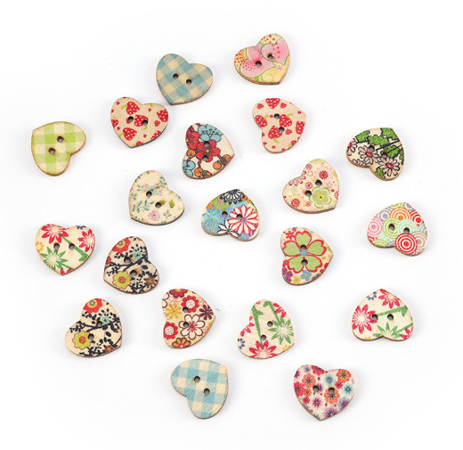 Clothing Accessories 2 Holes 4 Holes Round Laser Engraving Letter Hearts Love Sweater Wood Button for Garment